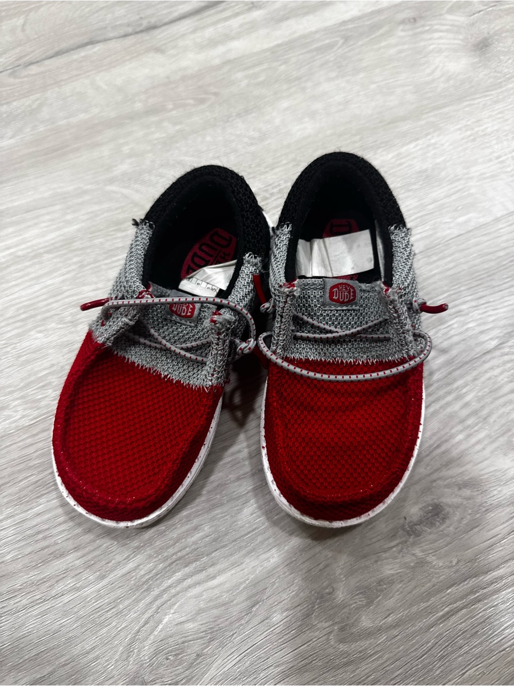 Hey Dude Toddler Boy Red and Gray Lightweight Lace-Up Shoes 8C